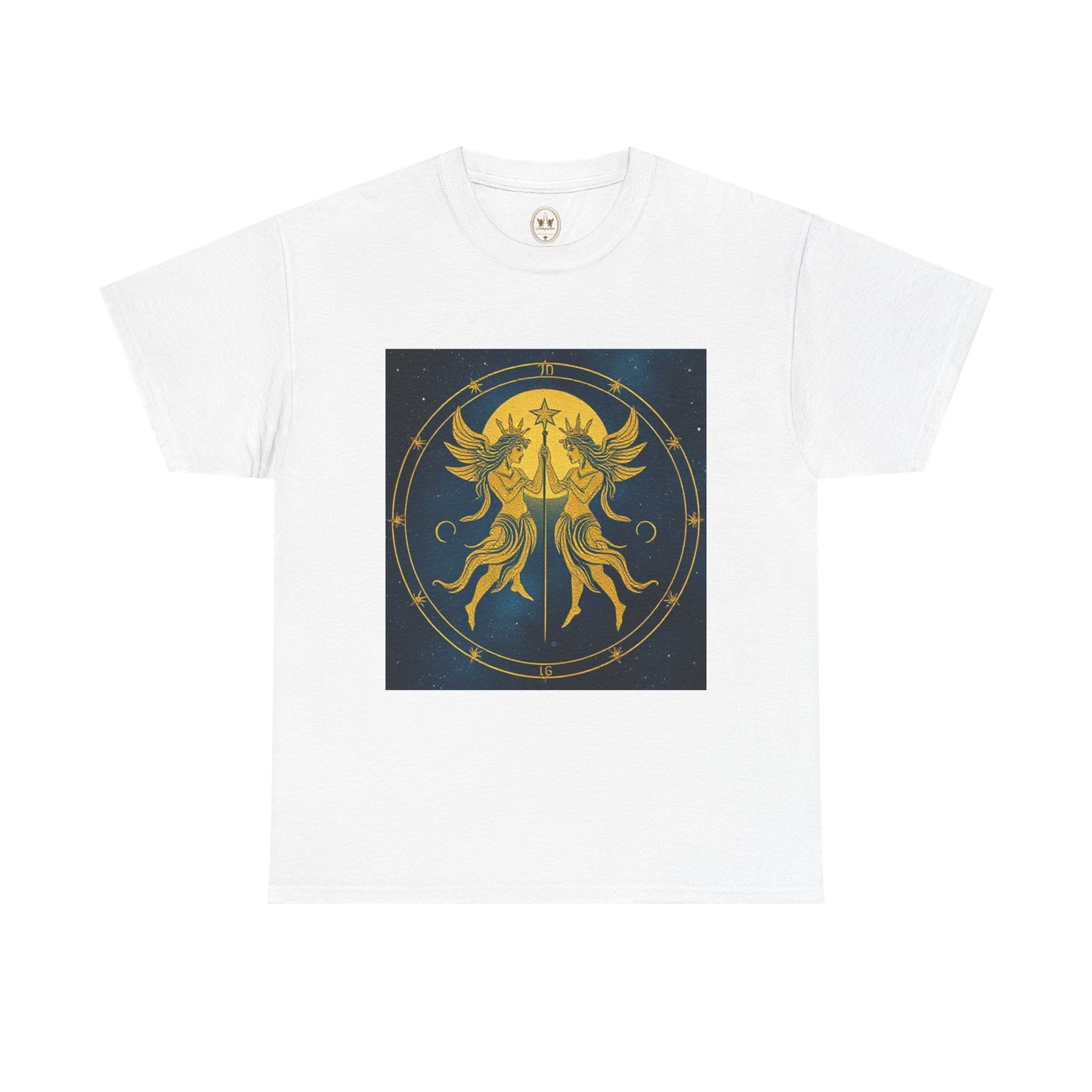 Unisex Heavy Cotton T-Shirt, Space Twins v3, Gemini Zodiac Design