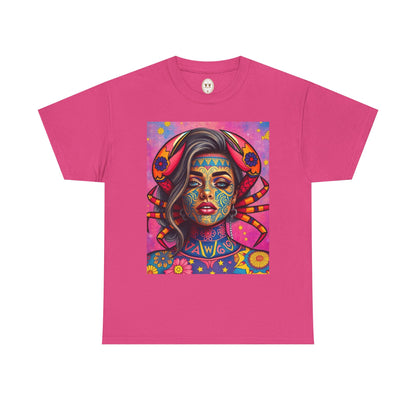 Unisex Heavy Cotton T-Shirt, Cancer, Zodiac v3, Sexy Art