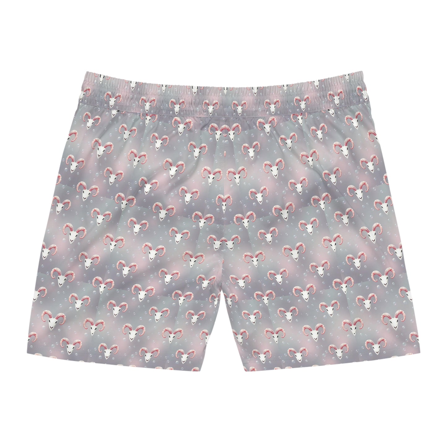 Men's Mid-Length Swim Shorts, (AOP), Aries, Zodiac v1, Bubble Pattern
