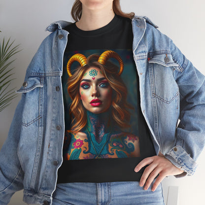 Unisex Heavy Cotton T-Shirt, Capricorn, Zodiac v1, Sexy Art