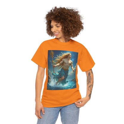 Unisex Heavy Cotton T-Shirt, Realistic, Aquarius Zodiac Design