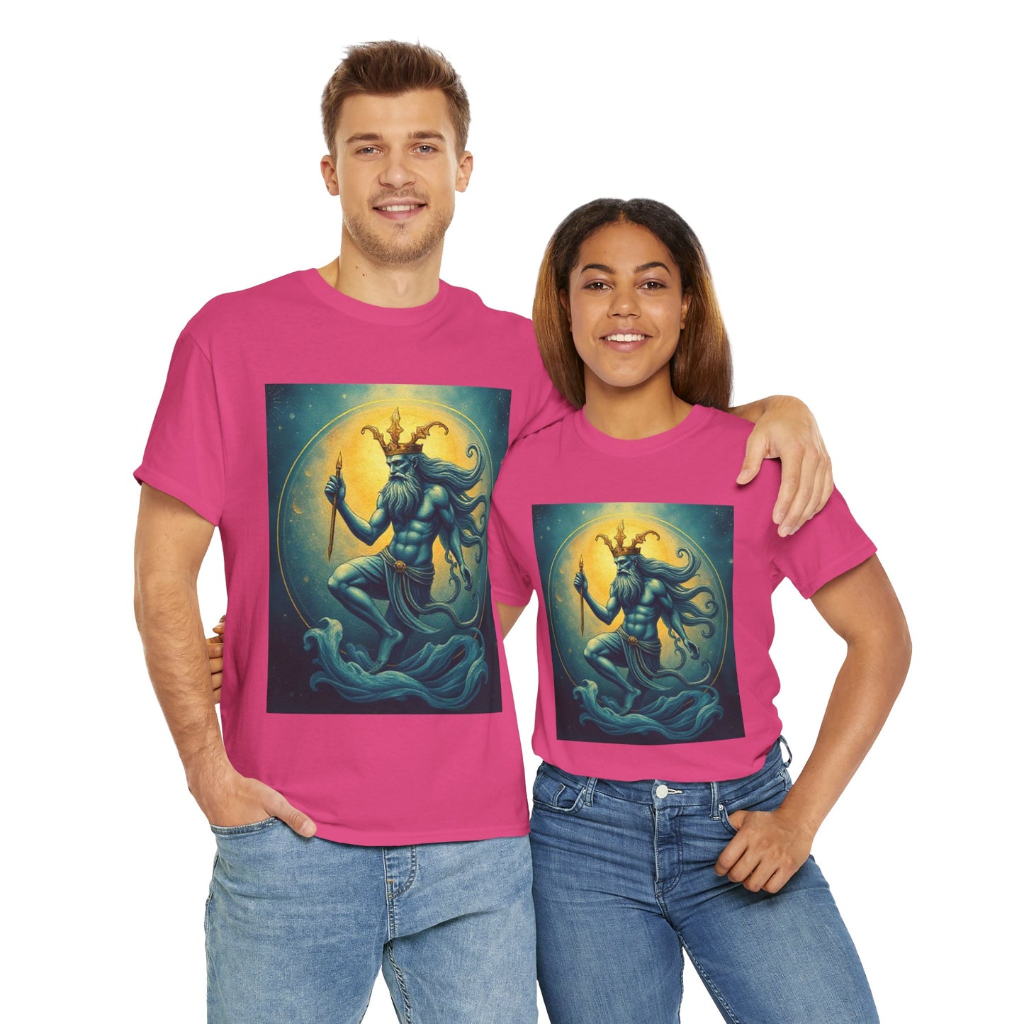 Unisex Heavy Cotton T-Shirt, Aquarius God 1, Zodiac Design