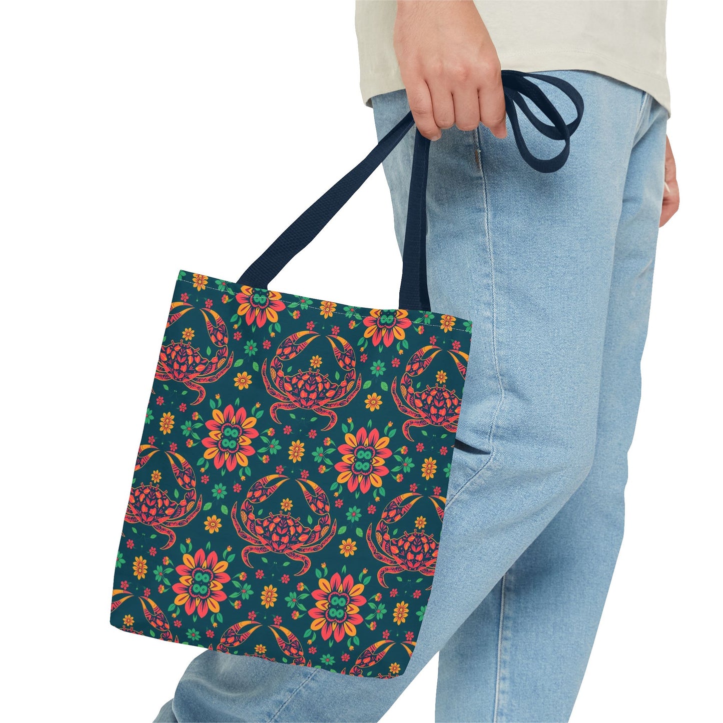 Tote Bag (AOP), Cancer, Zodiac v2, Flower Pattern