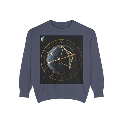 Garment-Dyed Sweatshirt, Unisex, Space Symbol Design v1, Sagittarius
