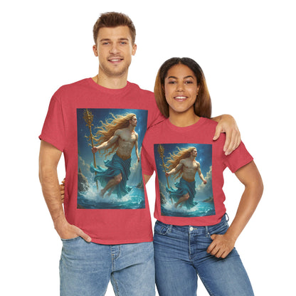 Unisex Heavy Cotton T-Shirt, Realistic, Aquarius Zodiac Design
