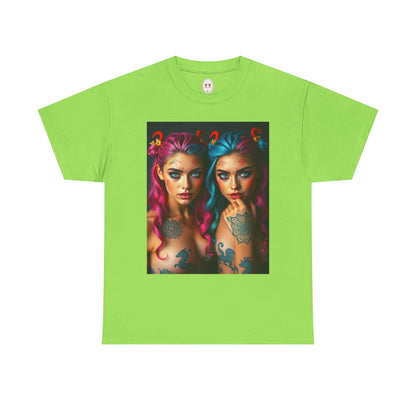 Unisex Heavy Cotton T-Shirt, Gemini, Zodiac v1, Sexy Art