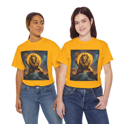 Unisex Heavy Cotton T-Shirt, King of Lions v2, Leo Zodiac Design