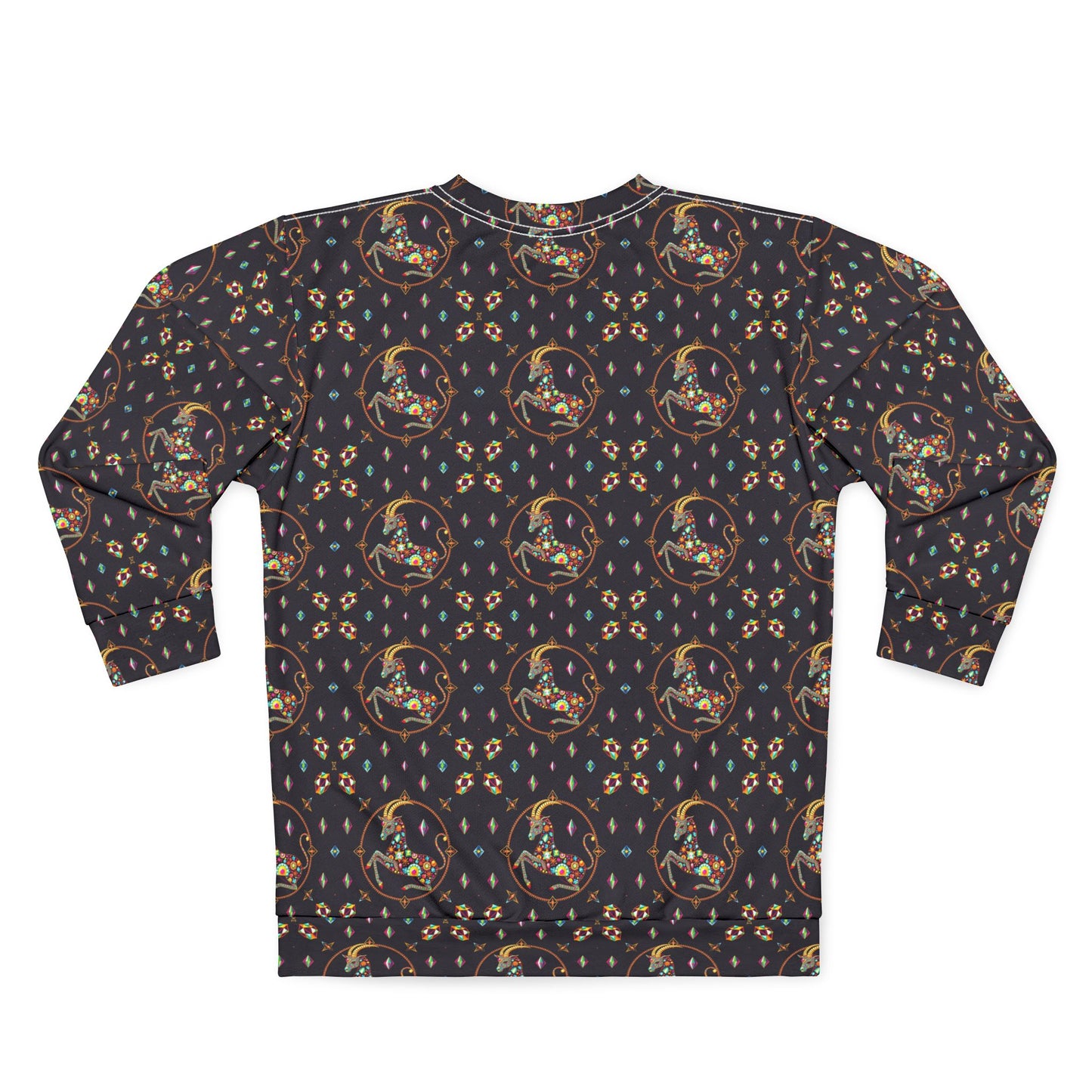 Unisex Sweatshirt (AOP), Capricorn, Zodiac v4, Jewel Pattern