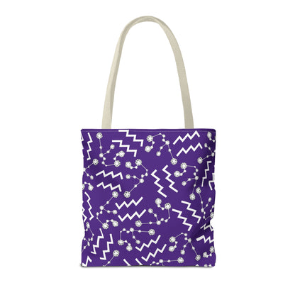 Tote Bag, Aquarius Zodiac Sign, AOP, (Purple, White)