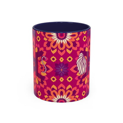 Accent Coffee Mug, Gemini, Zodiac v1, Flower Pattern, (11, 15oz)