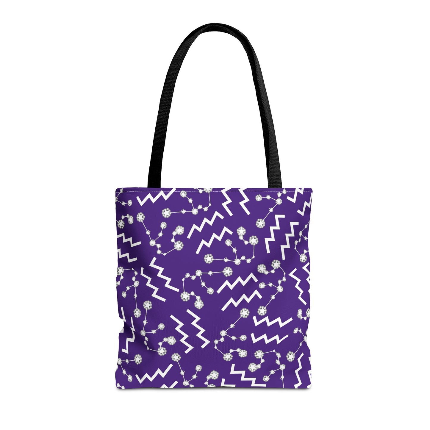Tote Bag, Aquarius Zodiac Sign, AOP, (Purple, White)