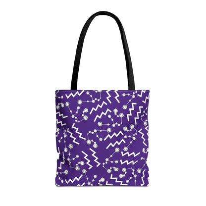 Tote Bag, Aquarius Zodiac Sign, AOP, (Purple, White)