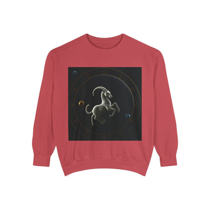 Garment-Dyed Sweatshirt, Unisex, Space Animal Design v1, Capricorn