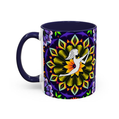 Accent Coffee Mug, Sagittarius, Zodiac v1. Flower Pattern, (11, 15oz)