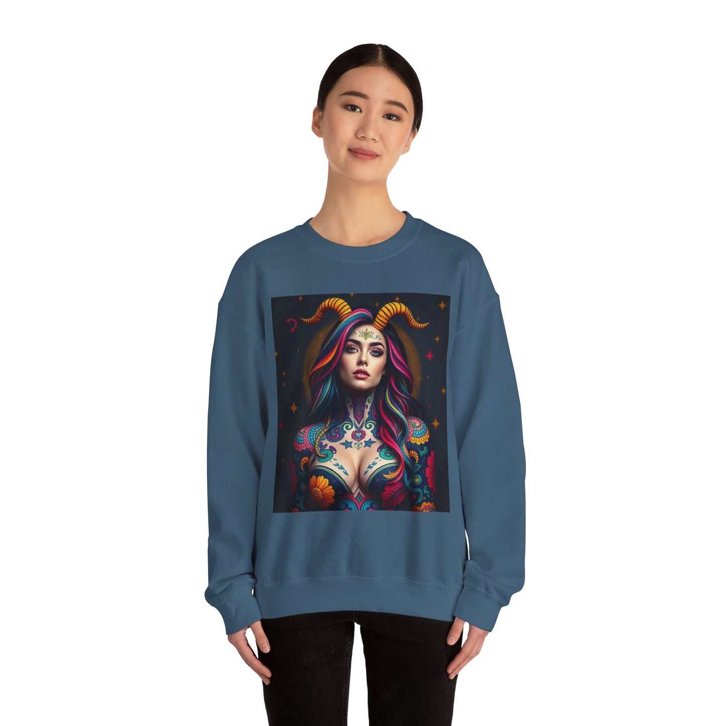 Unisex Heavy Blend™ Crewneck Sweatshirt, Capricorn, Zodiac v3, Sexy Pattern