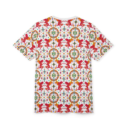Unisex Cut & Sew T-Shirt, (AOP), Gemini, Zodiac v4, Jewels Pattern
