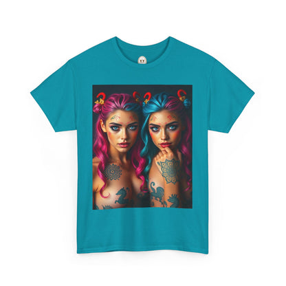 Unisex Heavy Cotton T-Shirt, Gemini, Zodiac v1, Sexy Art