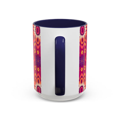 Accent Coffee Mug, Gemini, Zodiac v1, Flower Pattern, (11, 15oz)