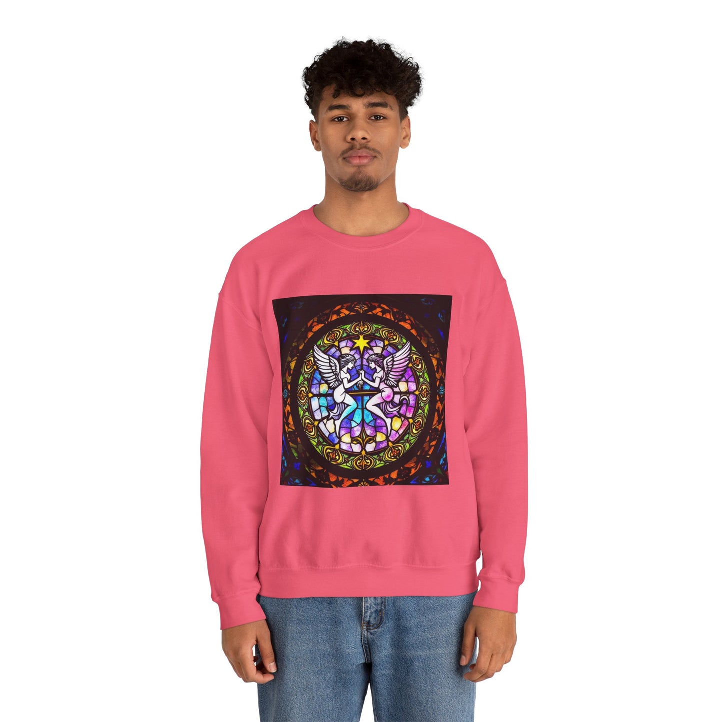 Unisex Heavy Blend™ Crewneck Sweatshirt, Glass 1, Gemini Zodiac Design
