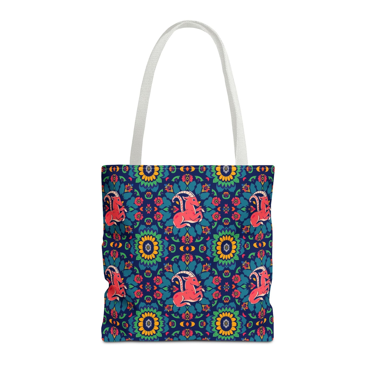 Tote Bag (AOP), Capricorn, Zodiac v1, Flower Pattern