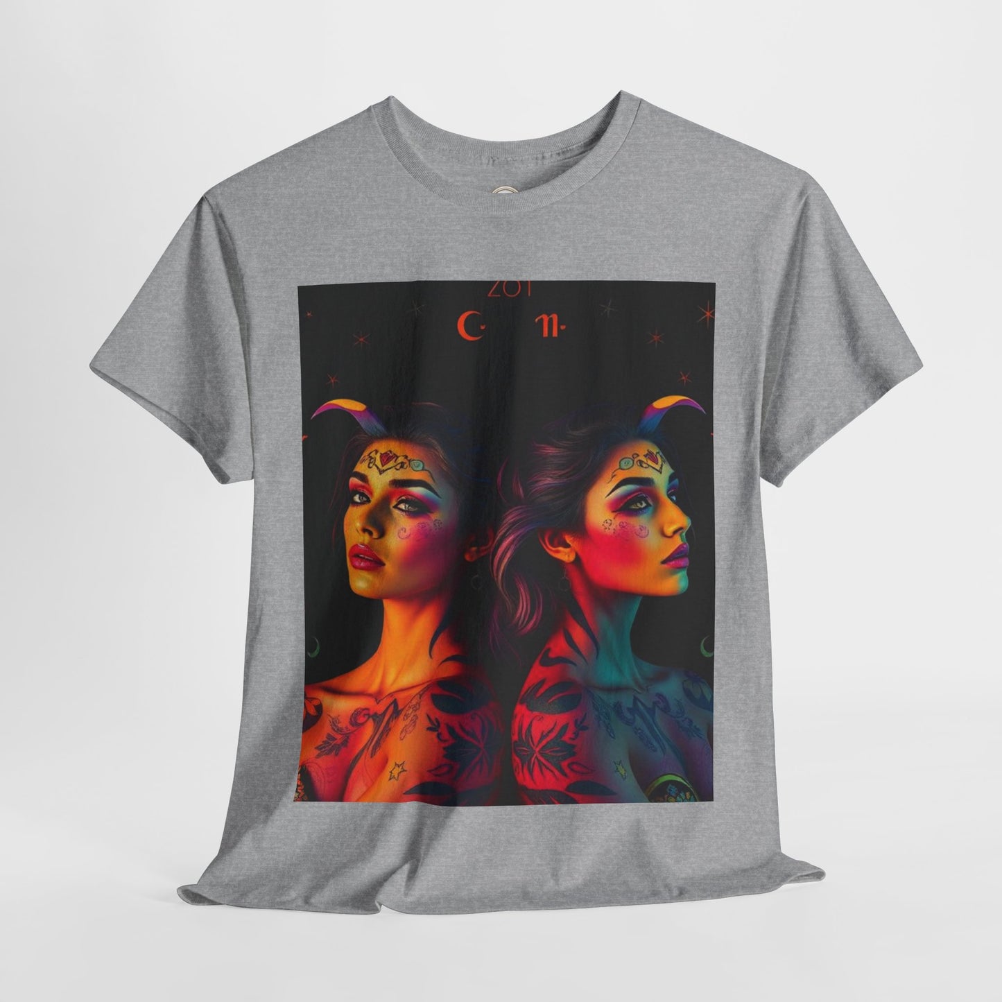 Unisex Heavy Cotton T-Shirt, Gemini, Zodiac, Sexy Art