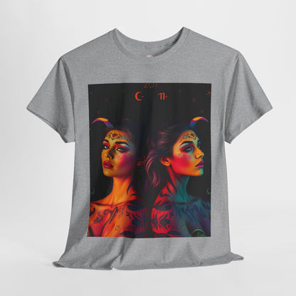 Unisex Heavy Cotton T-Shirt, Gemini, Zodiac, Sexy Art