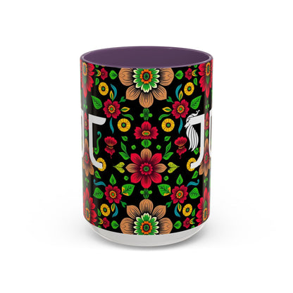 Accent Coffee Mug, Gemini, Zodiac v4, Flower Pattern, (11, 15oz)