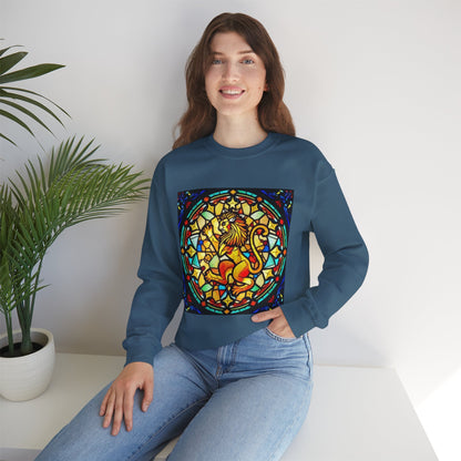 Unisex Heavy Blend™ Crewneck Sweatshirt, Glass 1, Leo Zodiac Design