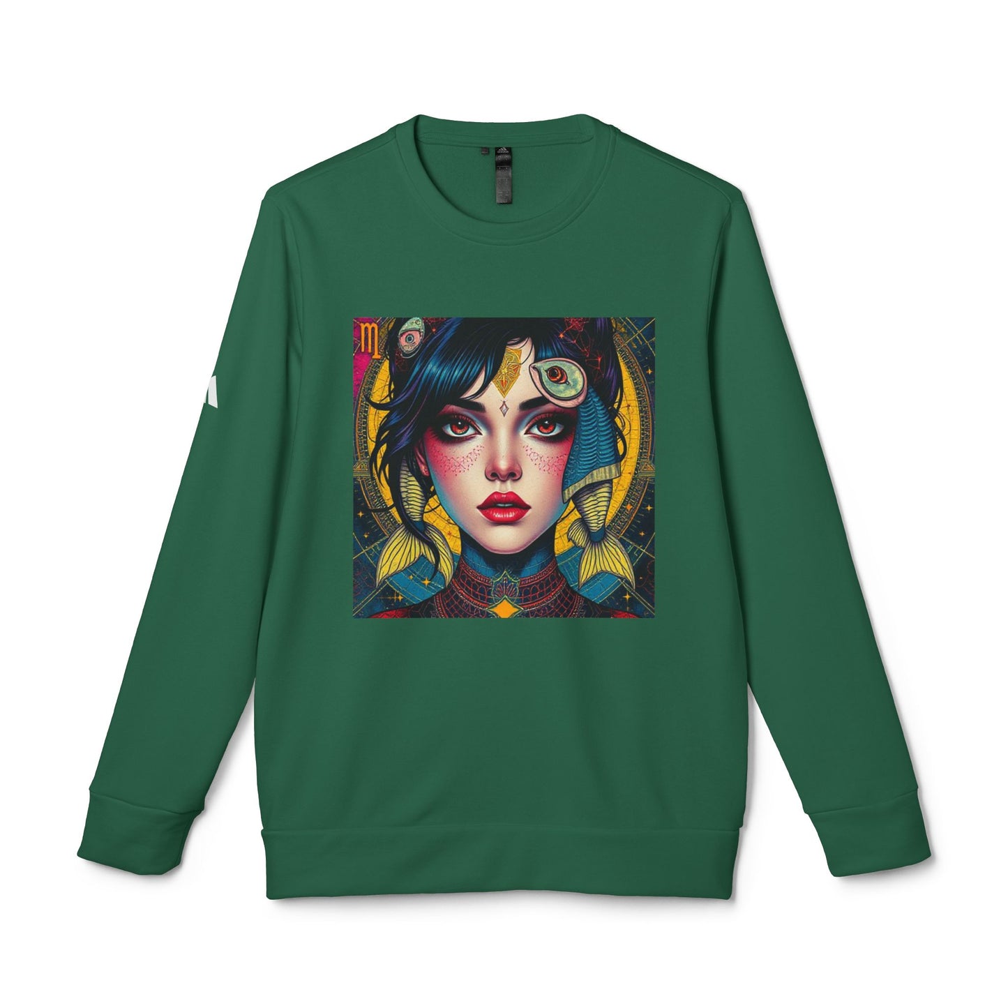 Adidas, Unisex Fleece Crewneck Sweatshirt, Pisces, Pop Art v1, Zodiac