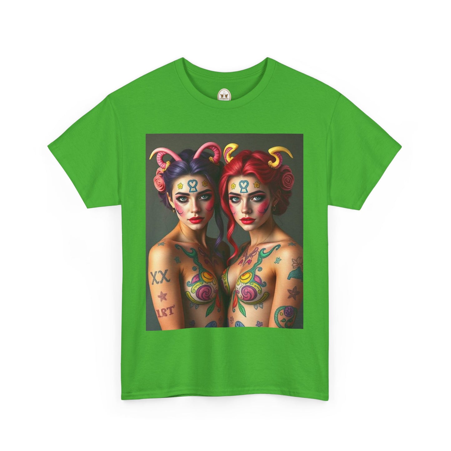 Unisex Heavy Cotton T-Shirt, Gemini, Zodiac v3, Sexy Art