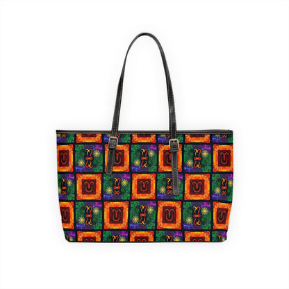 Leather Shoulder Bag, Capricorn, Zodiac v3, Shapes Pattern
