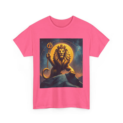 Unisex Heavy Cotton T-Shirt, King of Lions v2, Leo Zodiac Design