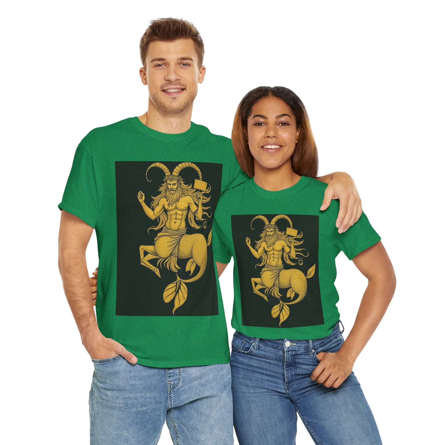 Unisex Heavy Cotton T-Shirt, Capricorn God, Zodiac Design