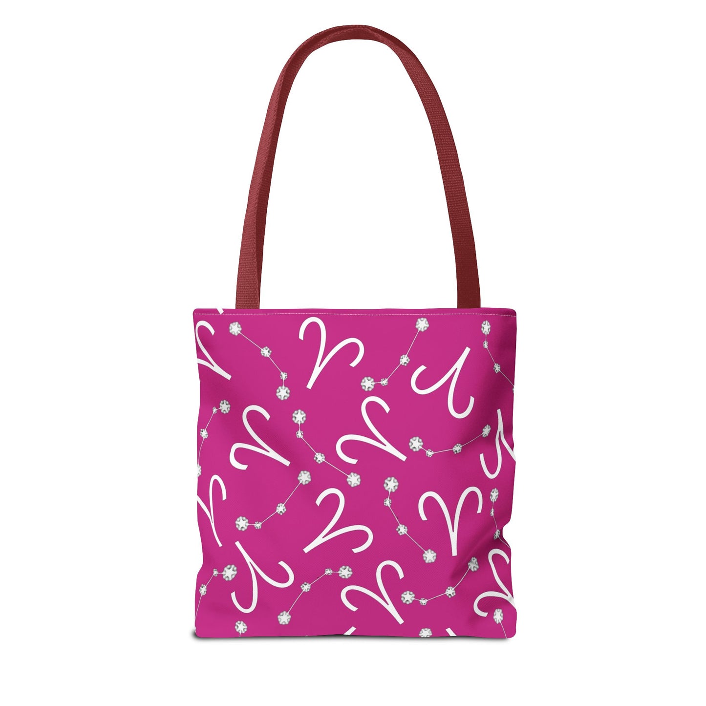 Tote Bag, Aries Zodiac Sign, AOP, (Pink, White)