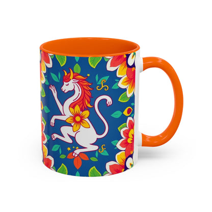 Accent Coffee Mug, Virgo, Zodiac v3. Flower Pattern, (11, 15oz)