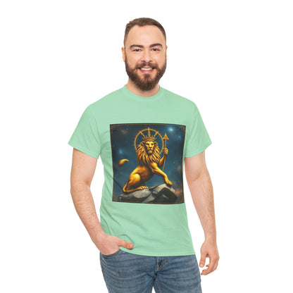 Unisex Heavy Cotton T-Shirt, King of Lions, Leo Zodiac Design
