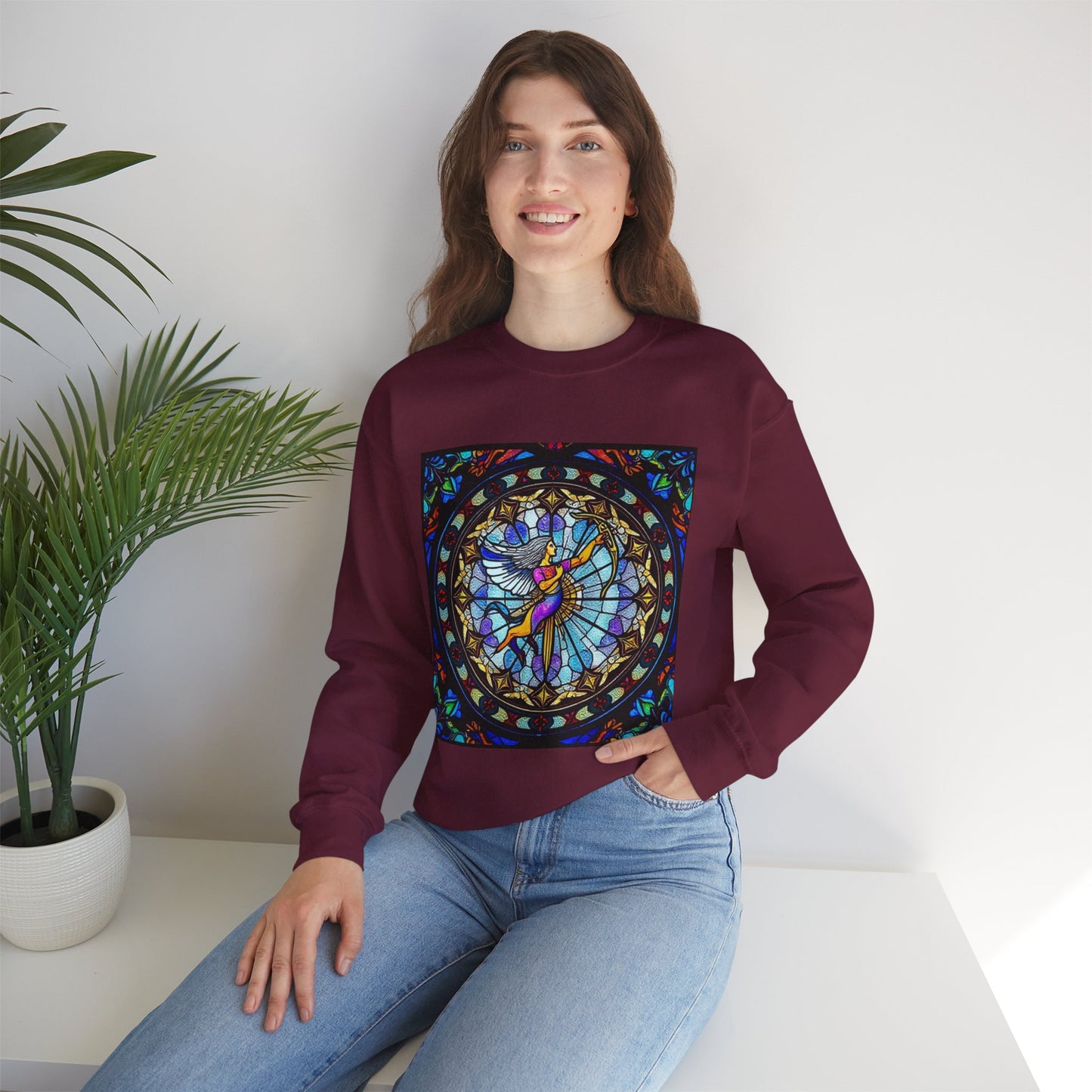 Unisex Heavy Blend™ Crewneck Sweatshirt, Glass, Sagittarius Zodiac Design