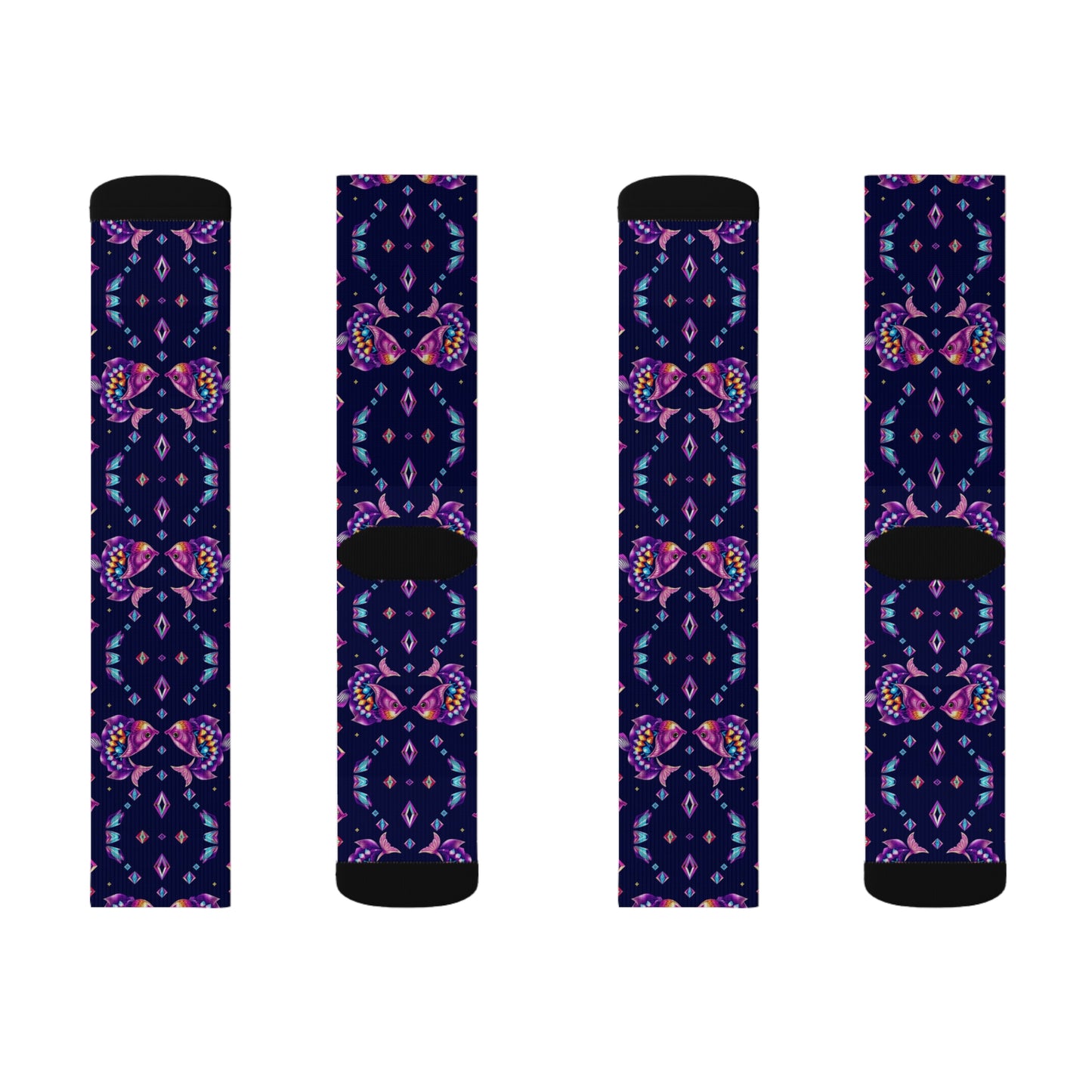 Sublimation Socks, Pisces, Zodiac v2, Jewel Pattern