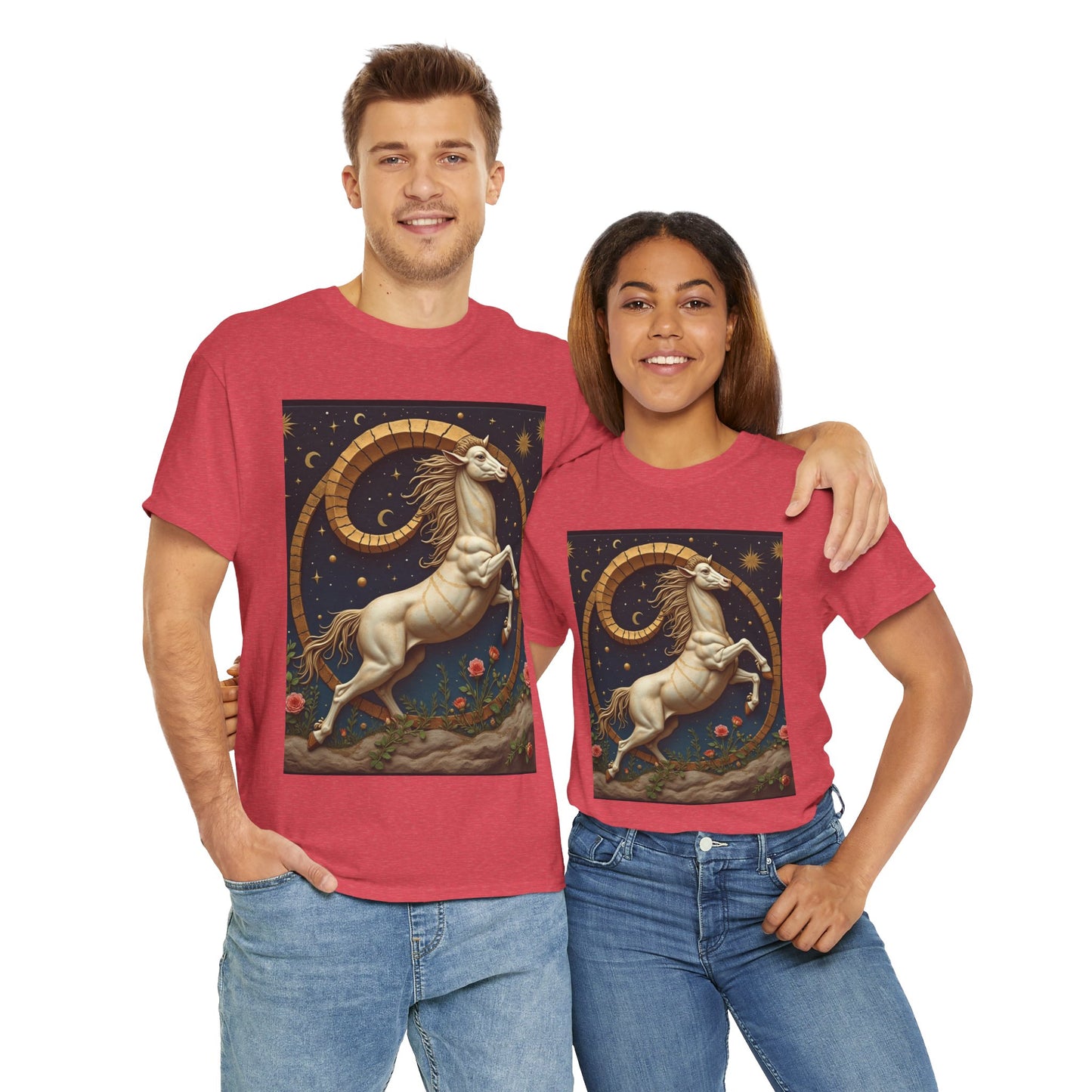 Unisex Heavy Cotton T-Shirt, Aries Animal 1v, Zodiac Design