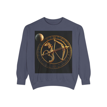 Garment-Dyed Sweatshirt, Unisex, Space Symbol Design, Sagittarius