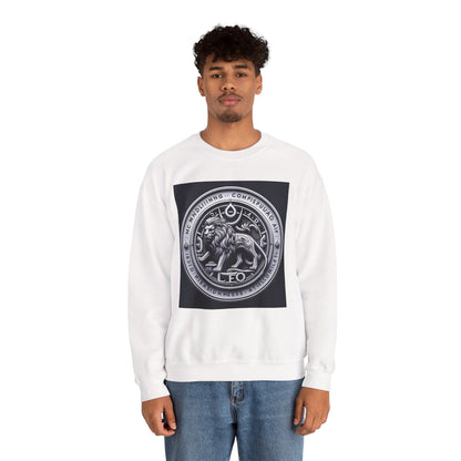 Unisex Heavy Blend™ Crewneck Sweatshirt, Lion Coin, Leo Zodiac Design