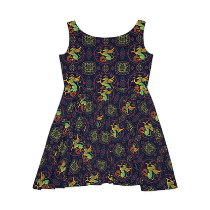 Women's Skater Dress, AOP, Zodiac v1, Virgo, Pattern
