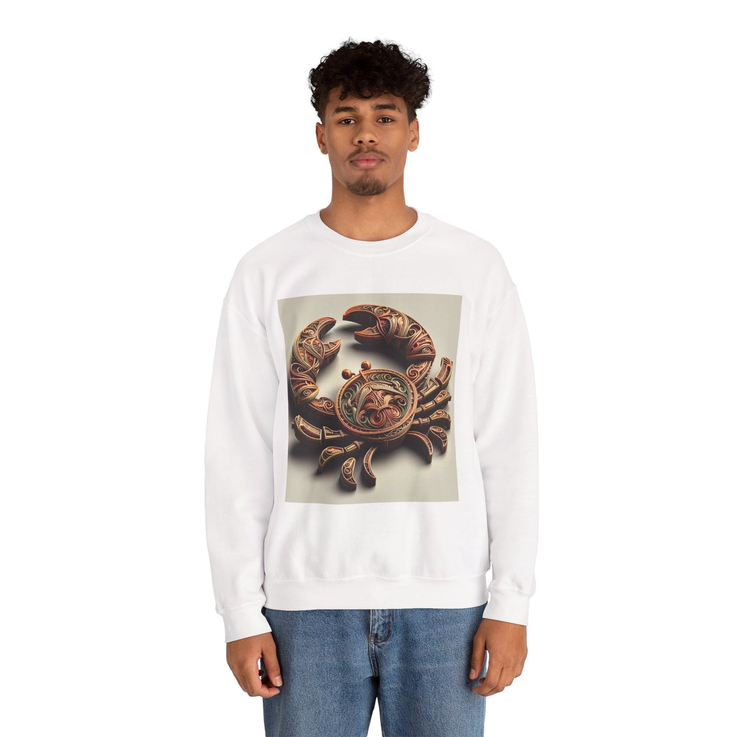 Unisex Heavy Blend™ Crewneck Sweatshirt, Crab Artifact, Cancer Zodiac Design
