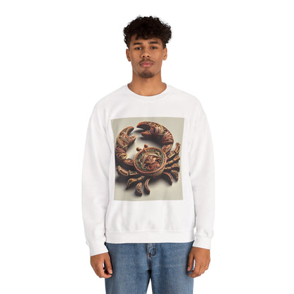 Unisex Heavy Blend™ Crewneck Sweatshirt, Crab Artifact, Cancer Zodiac Design