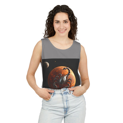 Unisex Garment-Dyed, Tank Top, Scorpio Design, Planet Symbol, 100% US cotton