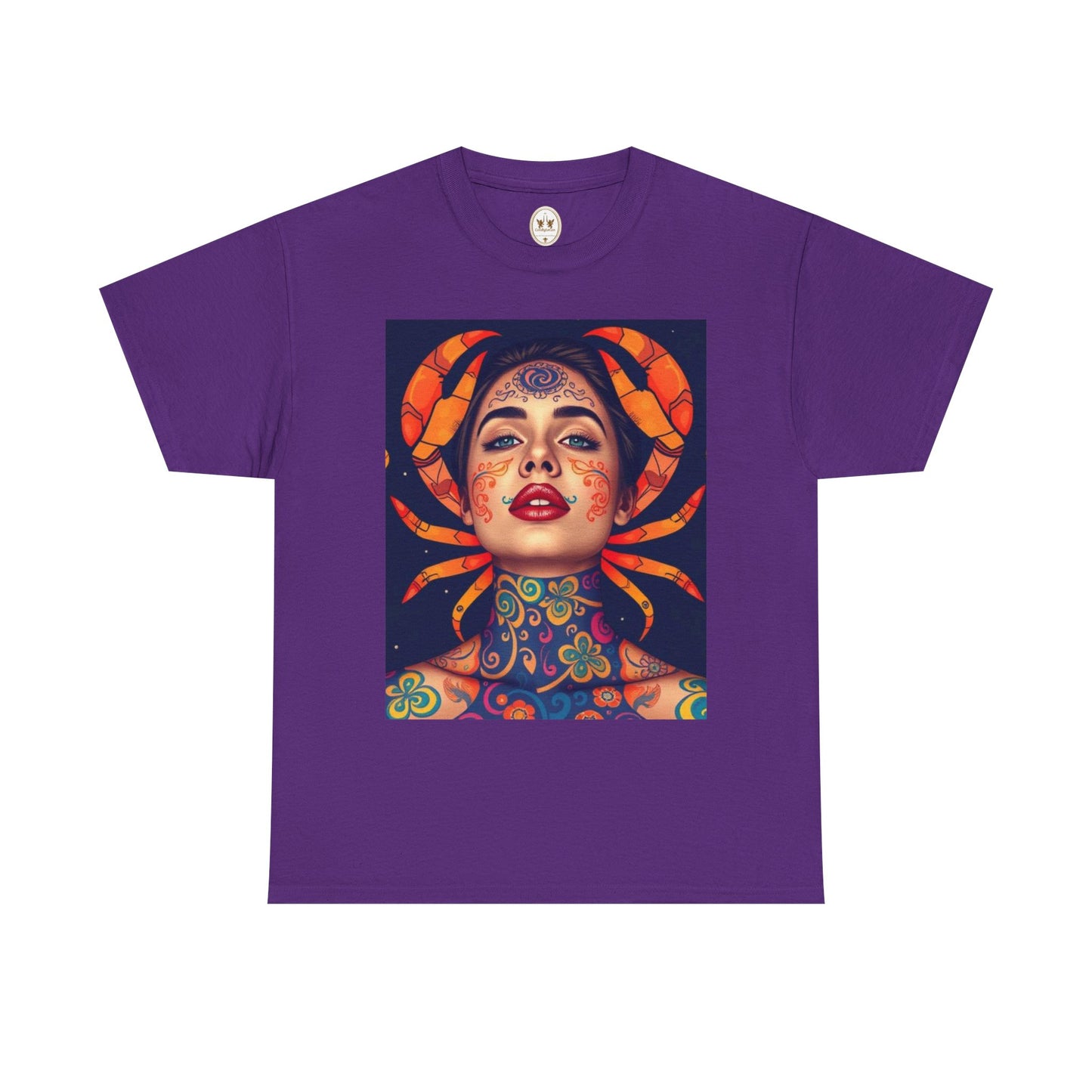 Unisex Heavy Cotton T-Shirt, Cancer, Zodiac v2, Sexy Art