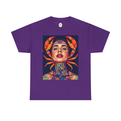 Unisex Heavy Cotton T-Shirt, Cancer, Zodiac v2, Sexy Art