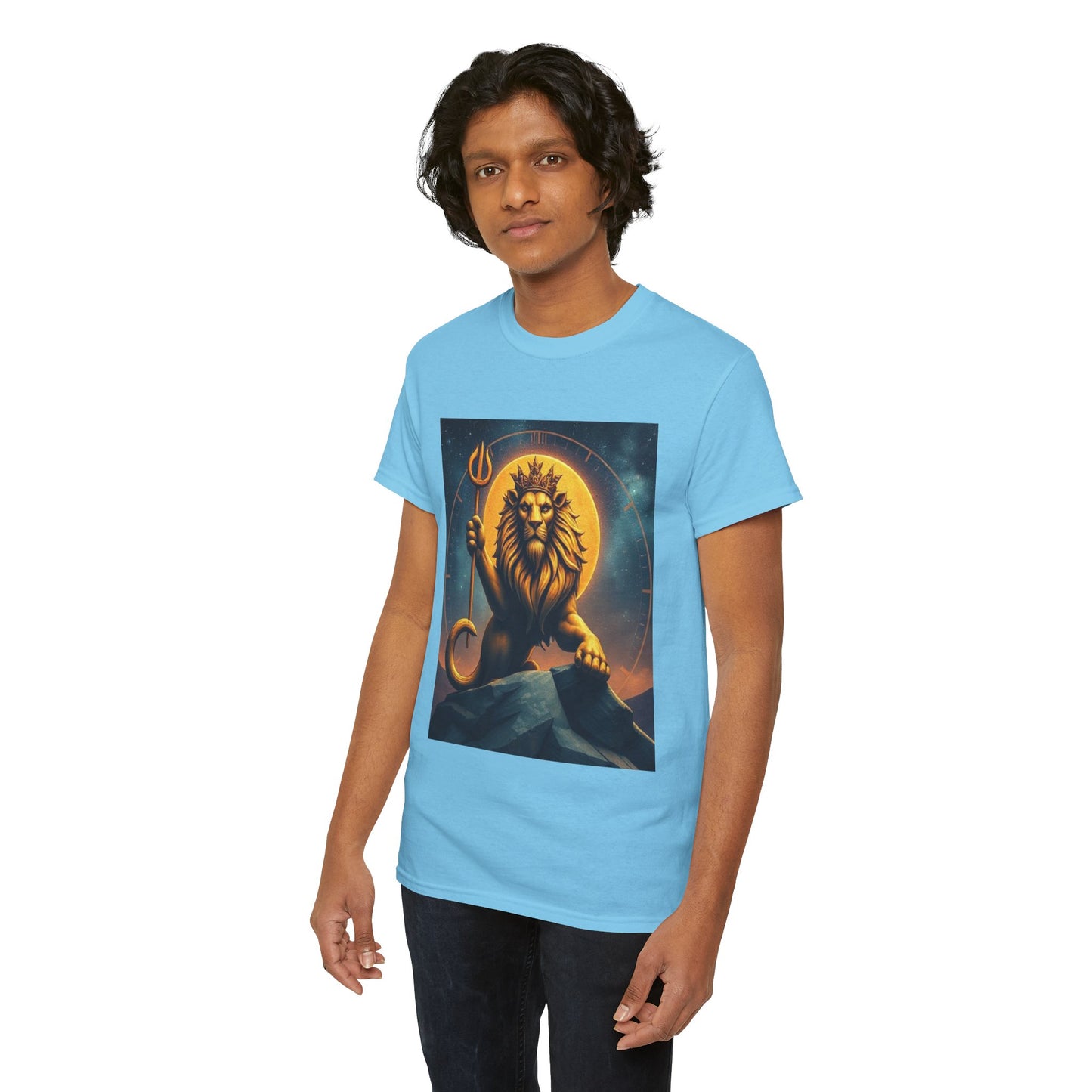 Unisex Heavy Cotton T-Shirt, King of Lions v2, Leo Zodiac Design