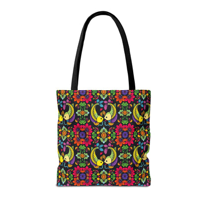 Tote Bag, (AOP), Pisces, Zodiac, Flower Pattern