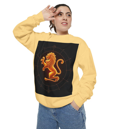 Garment-Dyed Sweatshirt, Unisex, Space Animal Design v1, Leo
